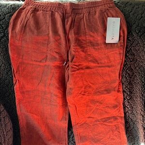 Athleta Red Relaxed Fit Joggers with Elastic Waistband